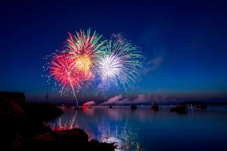 Fireworks on the sea